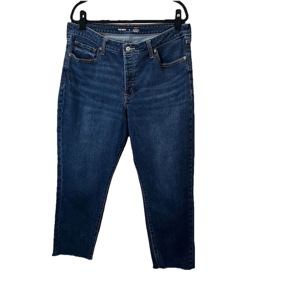 Old Navy Women Jeans Cotton Blue Size 16 Curvy OG Straight High Rise Button Fly